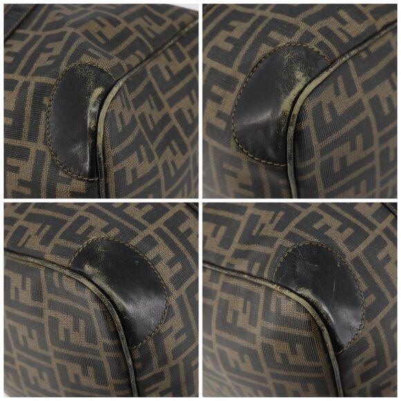 FENDI Zucca Canvas Boston Bag PVC Black Brown Auth 145332 - Picture 14 of 16